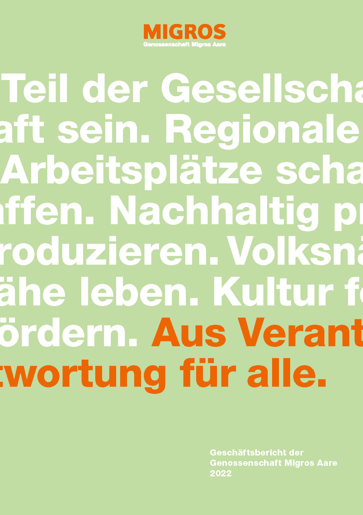 Titelblatt Geschäftsbericht Migros Aare 2022